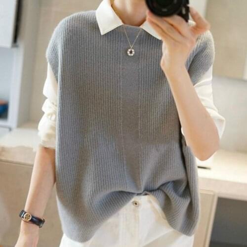 BELIARST 2020 New Cashmere Vest Woman O-neck 100% Pure Wool Pullover Plus Size Warm Knit Bottom Vest vest Autumn and Winter