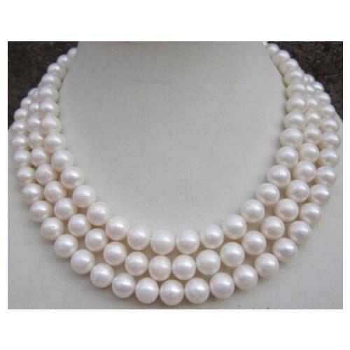 9-10MM AAA NATURAL PERFECT ROUND SOUTH SEA WHITE PEARL NECKLACE 50" GE4558>Factory Wholesale price Women Giftword Jewelry