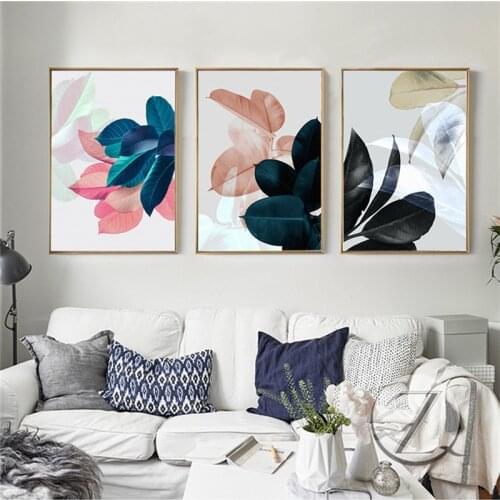 Leaf Plant Home Backdrop Decor Nordic Canvas Painting Wall Art Prints and Poster Modern Colorful Vivid Picture for Living Room