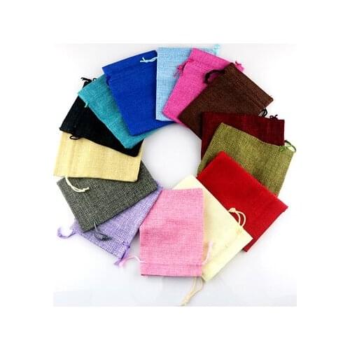 50pcs/lot Natural Burlap Hessian Candy Bags Wedding Party Favor Pouch Jute Gift Packaging for the guest Drawstring Bags supplies