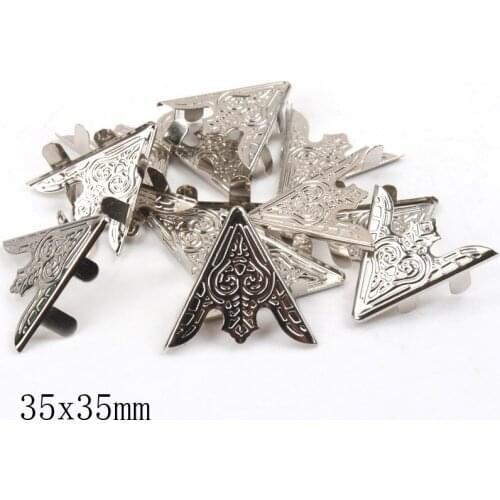 Metal Corners For Books Scrapbooking Photo Albums Menus Corner Protectors Metal Crafts DIY Ornament 35x35mm 20pcs