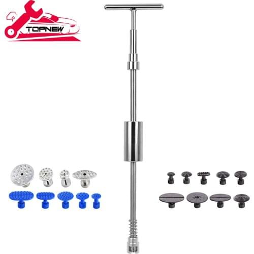 Paintless Dent Repair Puller Kit T-Bar Tool with 18pcs Dent Removal Pulling Tabs for Car Auto Body Hail Damage Dent Removal