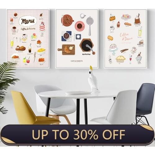 Nordic Macaron Cake Coffee Posters And Prints Wall Art Picture Canvas painting Poster Bakery Kitchen Decor Home Decoration Paint