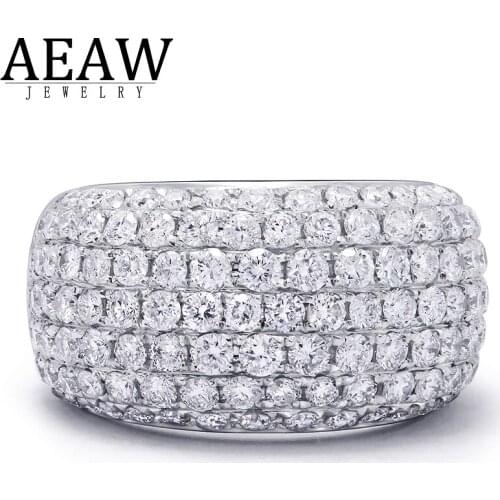 AEAW 0.97ctw Round Cut Moissanite Wedding Engagement Rings Band Solid 10K White Gold Certificated