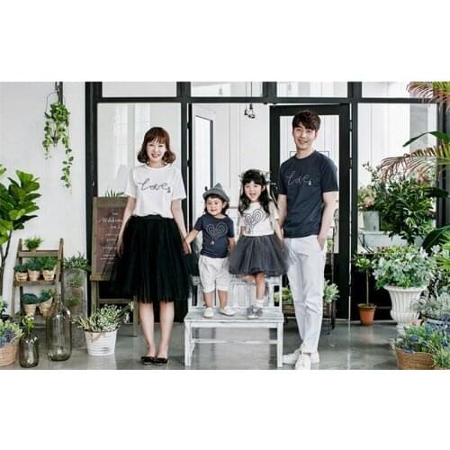 Matching Family Outfits Cotton Father Mother Kids T-shirts Mom And Daughter Tutu Skirt Father Son Shirts Family Look Costume