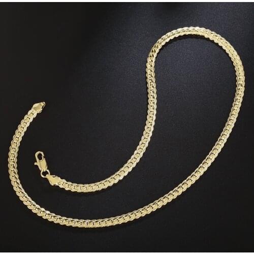 Wholesale 5mm 20inch Beautiful fashion Elegant silver color Gold color Men women Necklace jewelry Bohemian Jewelry Colar Male