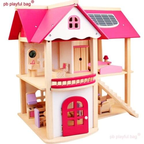 PB Playful bag Creative wooden simulation DIY cozy Pink Doll room childrens toys girls birthday gift safe and lovely UG10