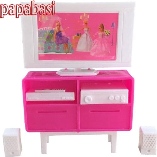 Plastic Play TV Stand Cabinet 1/6 Scale For Barbies Dolls House Dollhouse Furniture