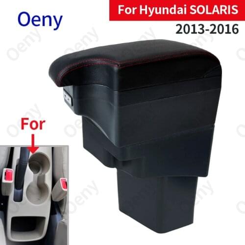 For Hyundai SOLARIS Armrest 2013 2014 2015 2016 Car Armrest box Retrofit parts Storage box car accessories Interior with USB LED