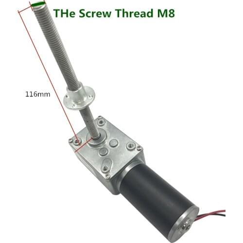 12 Volt 24 V Geared Motor Screw Thread M8 Shaft long Length 116mm Electric DC 12V 24V Speed Reducer 12 To 470rpm Mini Motors