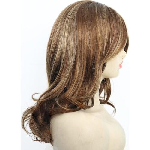 SUNNY QUEEN Syntheric Wig heat-resistant Highlight Brown Middle Part Natural Wave For Black Women Cosplay