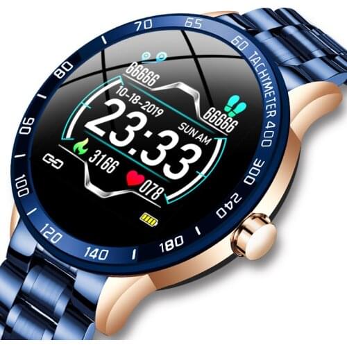 VBDK Steel Band Smart Watch Men Heart Rate Blood Pressure Monitor Sport Multifunction Mode Fitness Tracker Waterproof Smartwatch