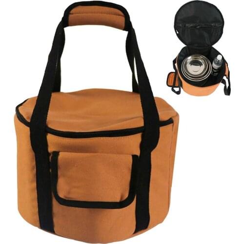 Cutlery Storage Bag Camping Cookware Water Resistant Tote Bags Canvas Camping Sundries Storage Bag Picnic Tableware Container