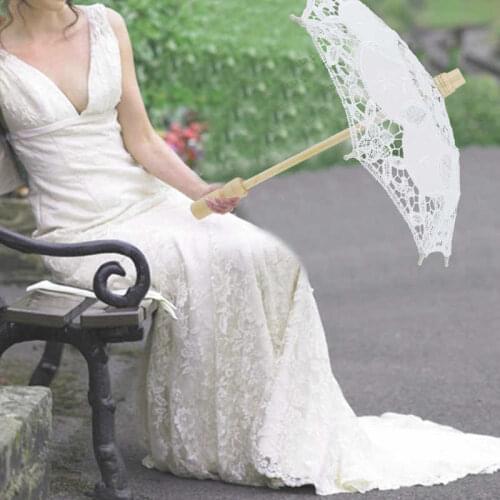 Wedding Lace Umbrella Sun Umbrella Cotton Embroidery Handmade Parasol Umbrella Wedding Supply For daily decoration
