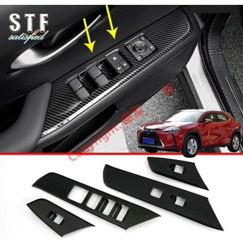 Carbon Fiber Style Interior Door Window Armrest Cover Switch Panel Trim Molding Garnish For Lexus UX UX200 250H 260H 2019 2020