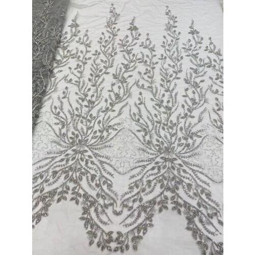 Nigerian Sequins and beads Tulle Lace L-4188816 High Quality African French Nigerian Tulle Mesh Wedding Fabric For Dress