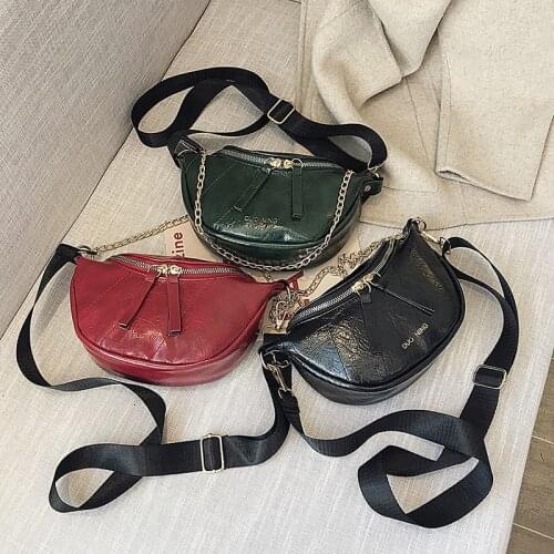 Vintage Waist Bag Casual Women Shoulder Messenger Bag Chest Pack Crossbody Sling Bag Mini PursePULeather Chain Bags For Women#30