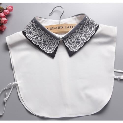 Women Fake Collar Lace Embroidery Clothes Accessories Back Zipper Col Detachable Womens Collars Blouse Strikjes Nep