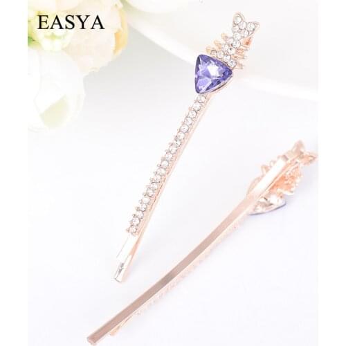 EASYA Hot New Fashion Rhinestone Crystal Fish Bone Headwear Hairpins Sparking Metal Hair Accessories Jewelry Gift For Women Girl