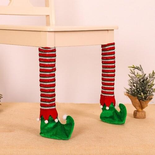 1pcs Christmas Decor Elastic Elves Table Chair Legs Feet Sock Sleeve Cover Floor Protector DIY Xmas Home Party Decor Gift Sock