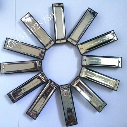 12 Pcs/set Swan Harmonica 10 hole Blues Harp Diatonic Harmonica Tone full Keys Mouth Organ Woodwind Musical Instrument Gaita Set