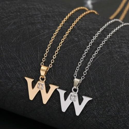 30pcs Lucky mom gift Letter W Family name Initial alphabet pendant Necklace Stainless steel alloy 26 English word sign jewelry