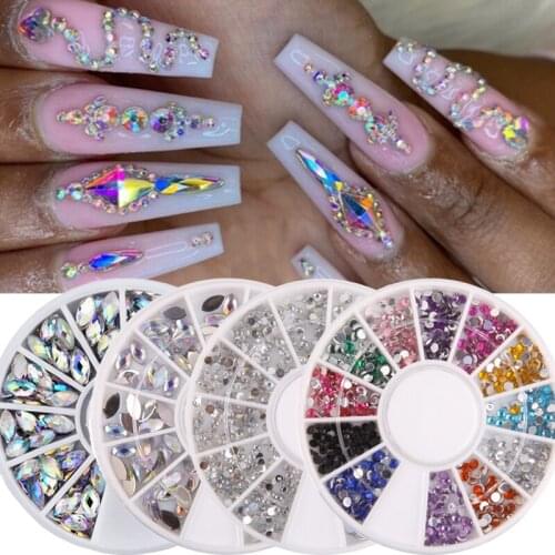 3D Nail Rhinestone Crystal Small Rhinestones for Manicure Mixed Glass Micro Irregular Bead Nail Decorations DIY Nail Accessories