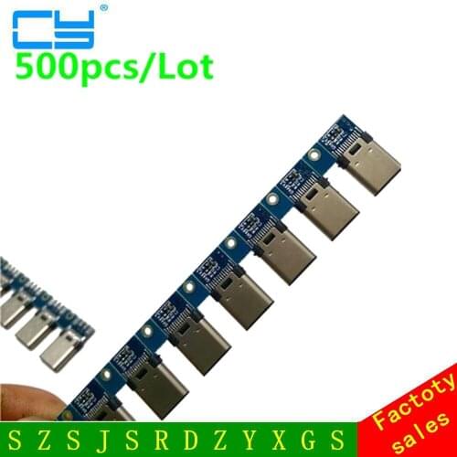 500pcs DIY OTG USB-3.1 Welding Male jack Plug USB 3.1 Type C Connector with PCB Board Plugs Data Line Terminals for Android