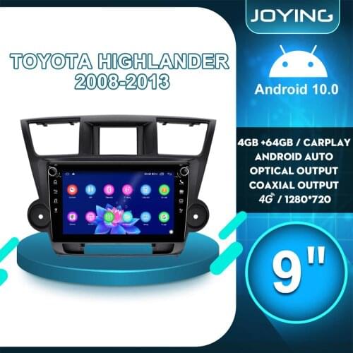 Joying 9" Android10 Car Radio for Toyota Highlander 2008-2013 GPS SPDIF DSP Carplay Subwoofer DVR 5GWiFi Optical Output DAB DVR