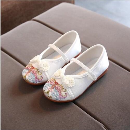 Flower Embroidered Women Canvas Ballet Flats Ladies Casual Comfort Slip-on Ballerinas Chinese Hanfu Cosplay Shoes 24-37