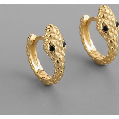 Binmonray 925 Sterling Silver Fashion Creative Animal Snake Hoop Earrings for Women Punk Style Personality Cool Earring Jewelry