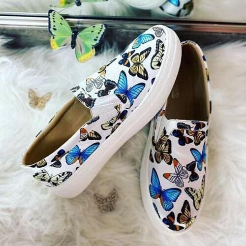 Large Womens Shoes 2021 New Canvas Shoes Totem Flat Heel Low Top Printing Shoes Korean Large Womens Shoes