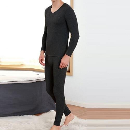 Pants Suit Quick Dry Seamless Soft Solid Color Men Underwear Suit Underwear Suit for Autumn
