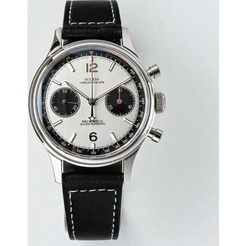 SEAKOSS Seagull 1963 Watch 38mm Luminous Sugess Chronograph Watches Panda Pilot Mechanical ST1901 Movement Gooseneck Sapphire