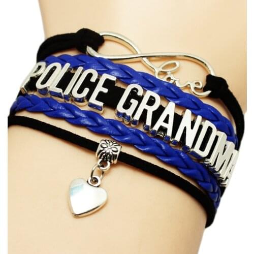 Do drop shipping Fashion Infinity Love Police Grandma Bracelet Bracelet Gift for friend girl sister mom cuff bracelet