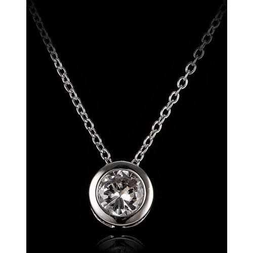 Emmaya Fashion design hot sale shiny zircon white gold plate nice gift round shape pendant necklaces chain jewelry for women