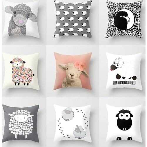 INS Nordic Cushion Cover Cartoon Sheep Polyester Throw Pillow Case Car Sofa Decorative Pillowcases Home Decor