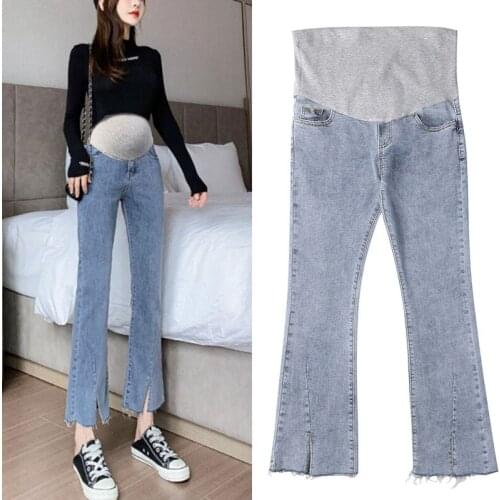 Korea Style Maternity Jeans Maternity Pants maternity stretch wide leg pants maternity Straight Jeans Maternity Pants
