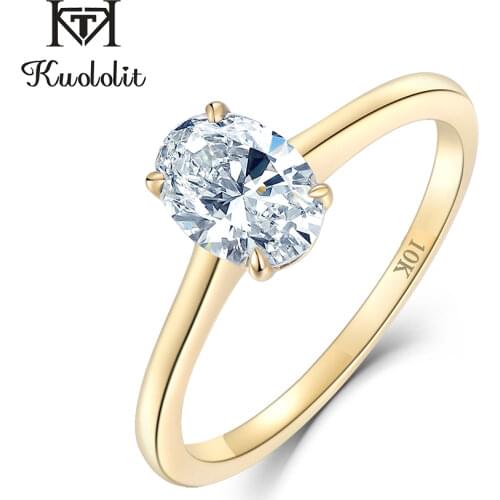 Kuololit 10K Yellow Gold 100% Natural Moissanite Gemstone Rings for Women Handmade Rings Engagement Bride Gift Fine Jewelry