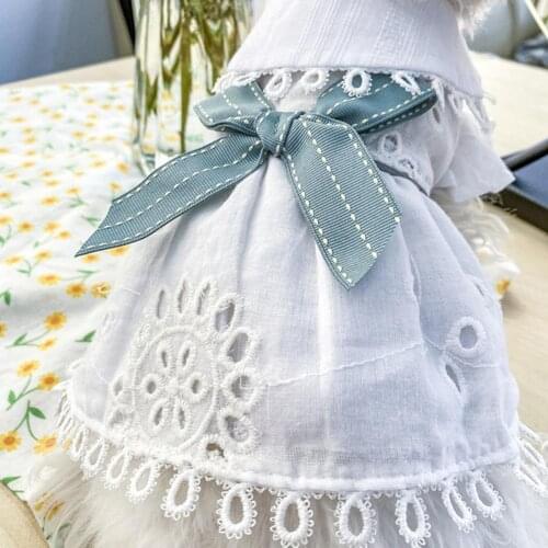 Summer Fashion Dog Puppy Pet Princess Dress Turndown Collar Bow-knot Decor Polyester Two-legged Pet Dress одежда для собак 2021