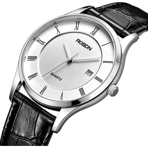 Luxury Brand ROSDN Couples Watches Japan MIYOTA Quartz Men Wristwatches 7 mm Ultra-thin Leather Watches Waterpoof Clock R3212M