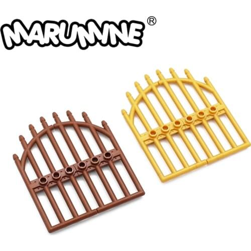 Marumine MOC Bricks Door 1x4x9 Arched Gate with Bars and Three Studs Prefabricated Scene 42448 Creative Buidling Blocks Parts
