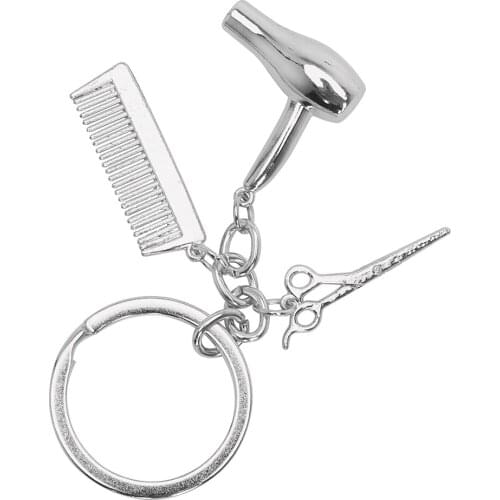 Fashion Jewelry Hairdressers Gift Interior Accessories Keychains Keyring Comb Scissors Hair Dryer Car-styling Car Key Rings