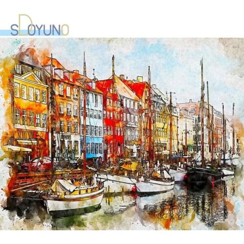 SDOYUNO DIY Abstract Painting By Numbers Kits 60x75cm Paint By Numbers kits Landscape Frame Hand Painting On Canvas Home Decor