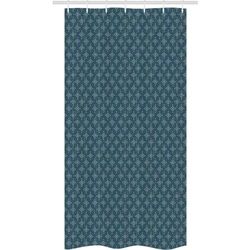 Ornamental Petal Shower Curtain Set Grunge Vintage Composition Waterproof Fabric Narrow Bath Curtain Bathroom Decor with Hooks