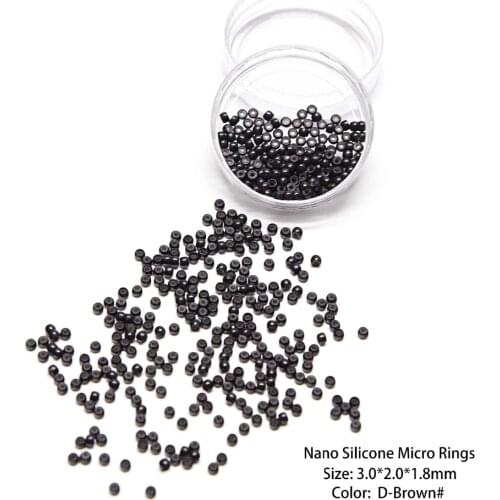 Neitsi Silicone Nano Ring Beads For Micro Loop Links Fusion Keratin Human Hair Extensions 1000 Beads Dark Brown