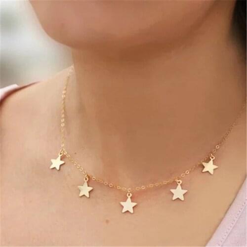 Star Pendants Necklace Handmade Jewelry Gold Filled Choker Collier Femme Kolye Collares Collane Jewelry Boho Necklace For Women