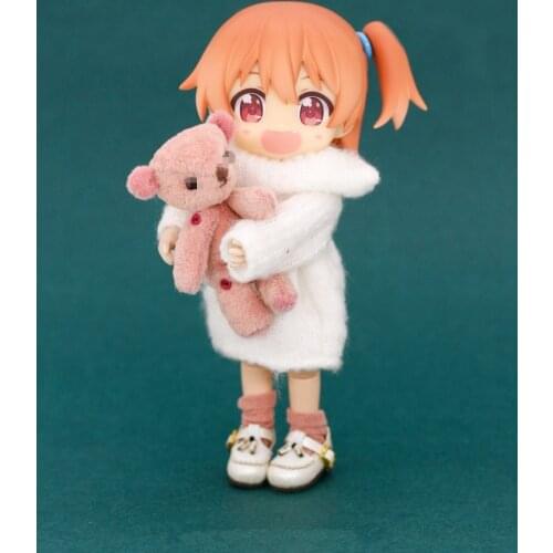 OB11 doll dress size Molly American Tie pig Fashion versatile turtleneck sweater winter fur coat top white apricot color