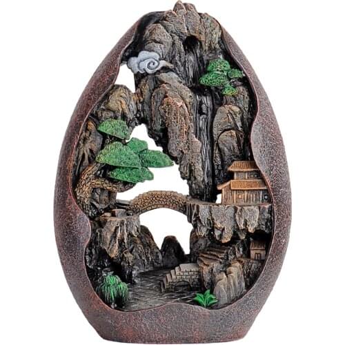 Backflow Resin Incense Holder Waterfall Incense Burner Aromatherapy Ornament Home Decor for Office Yoga Insence Burner Holder