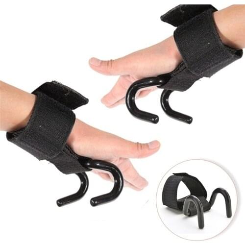 1 Pair Adjustable Strong Steel Hook Grips Straps Weight Lifting Strength Training Gym Fitness Black Wrist Support Lift Straps